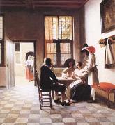Pieter de Hooch Cardplayers in a Sunlit Room (mk25 France oil painting artist